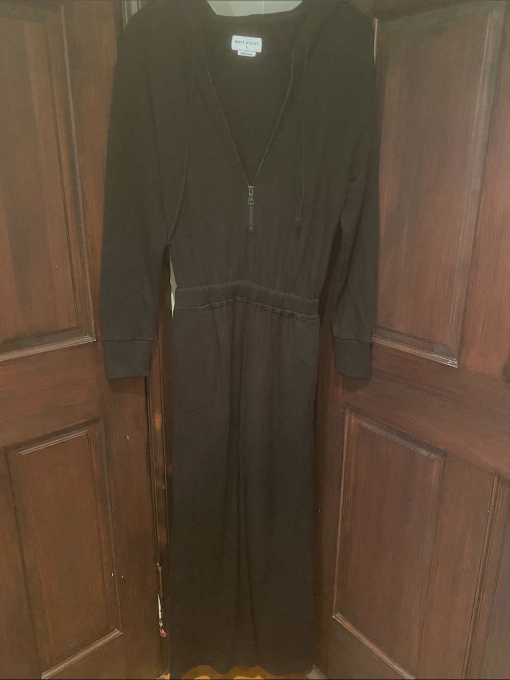 Rivet.Utility Black Hooded Jumpsuit